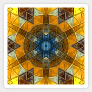 Mosaic Mandala Flower Yellow and Blue Sticker